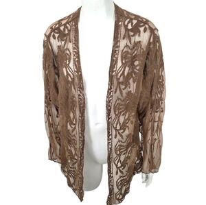 Sundance Lace Kimono Open Front Floral Womens Small Brown Fairy Grunge Boho